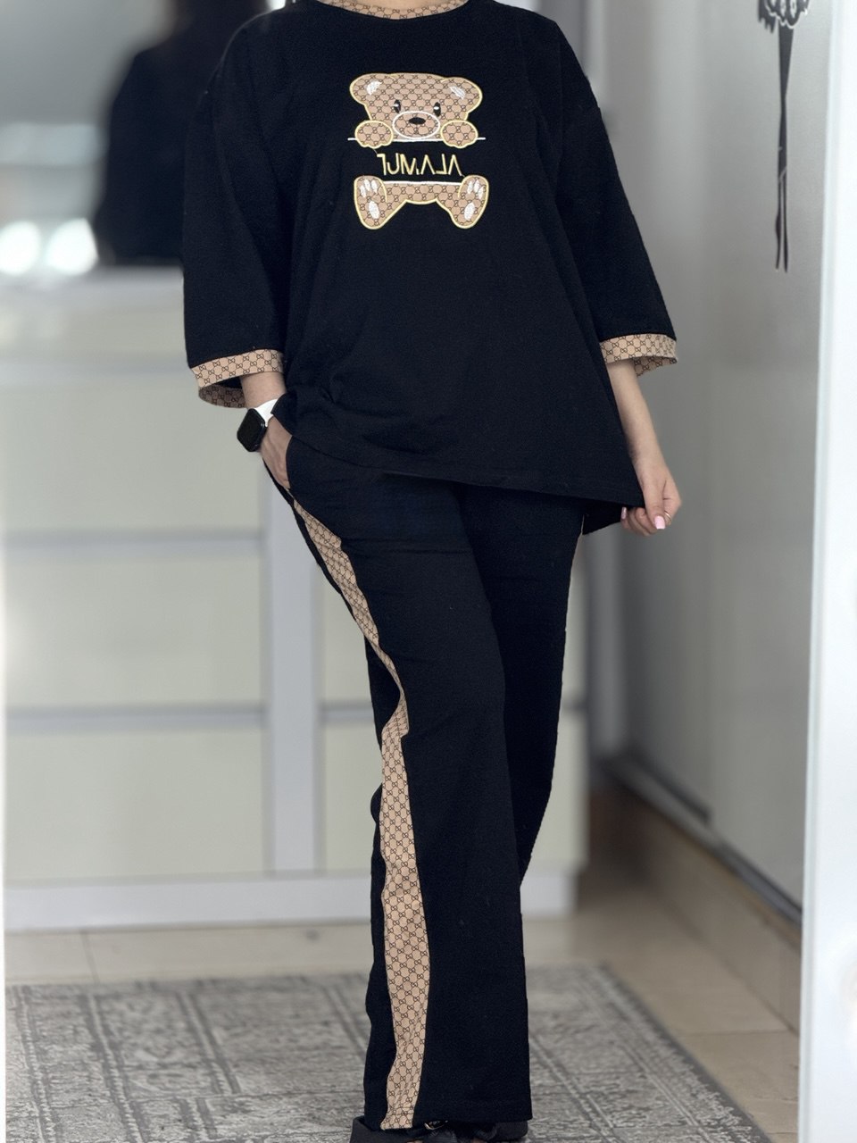 ست خرس بزرگ نواردار مشکی نسکافه ای ۶۰۱۳